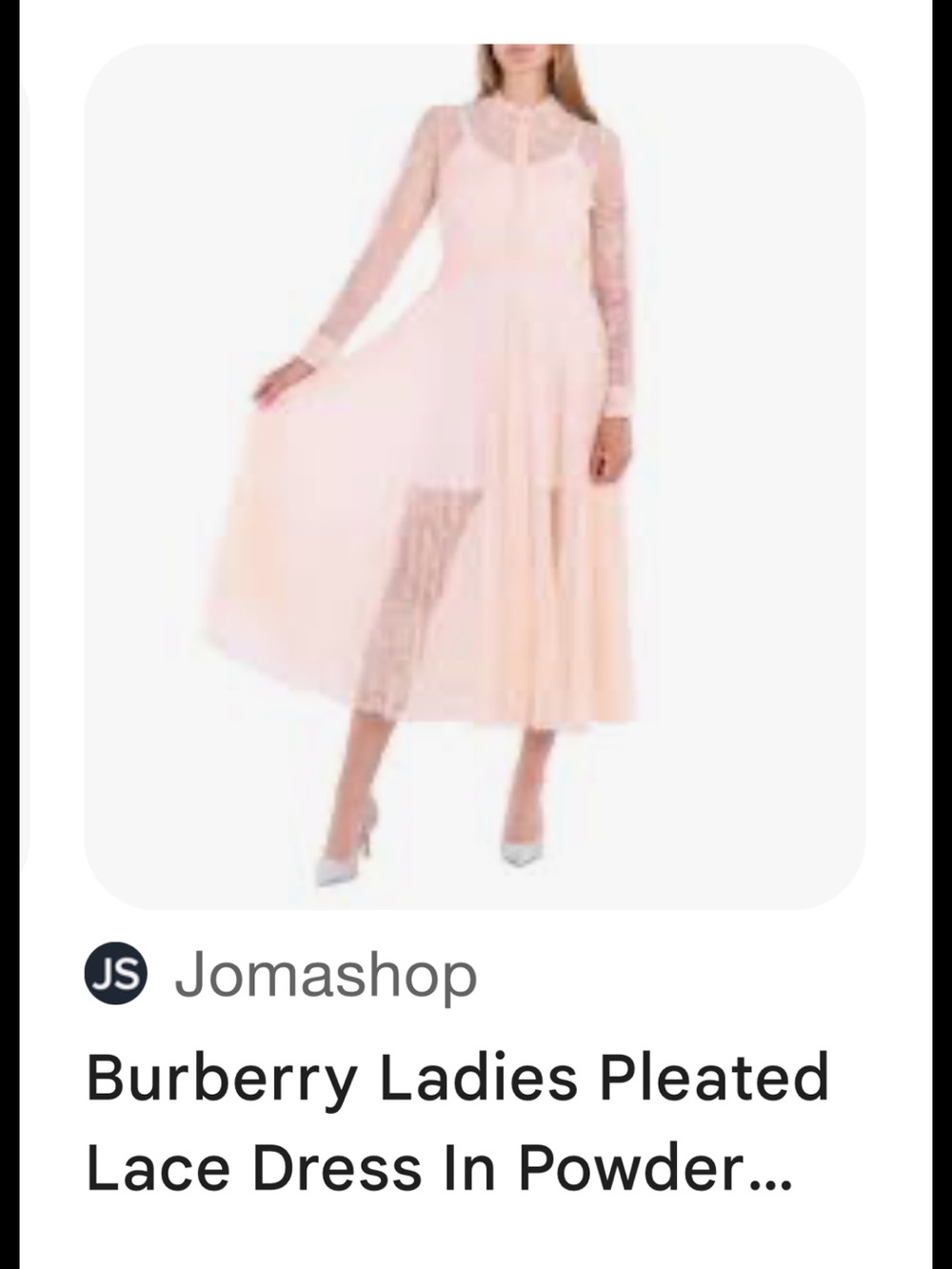 Burberry Blush Pink Lace-Panel Pleated Midi Dress